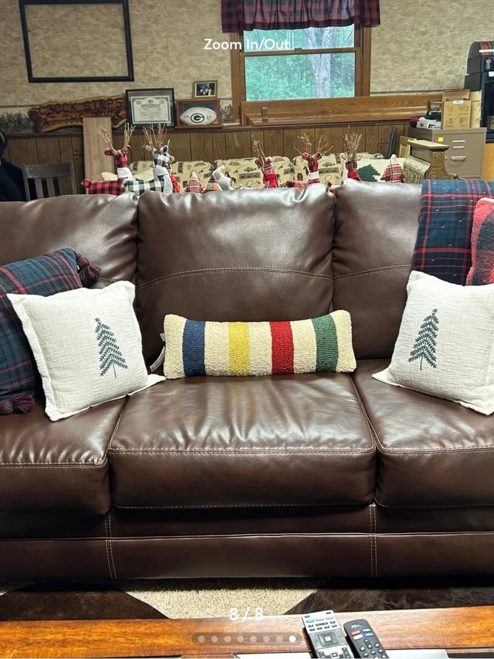 Hearth & Hand Cream Throw Pillow Pair with Green Embroidered Pine Trees